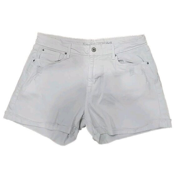 Levi's Shorts White Jean Distressed High Rise 3" Inseam 34"  Waist Women's 12 - Picture 1 of 11
